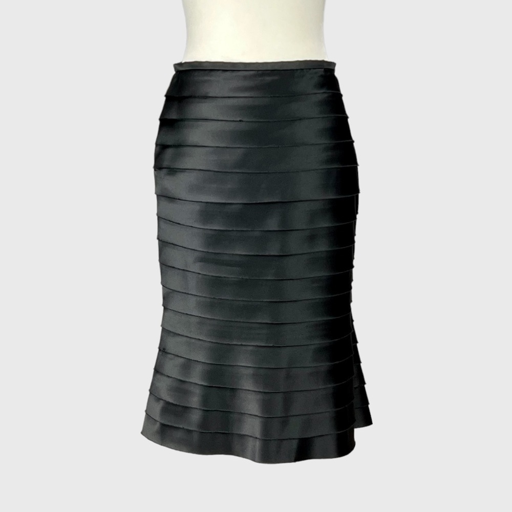 Veronique Young Womens Black Bandage Trumpet Skirt Flared Flounce Hem size 2